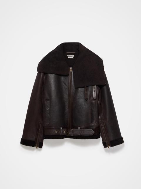 MENS SHEARLING AVIATOR JACKET IN CHOCOLATE BROWN