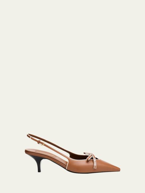 Nappa Leather Bow Slingback Pumps