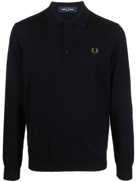 logo-embroidered long-sleeve polo shirt