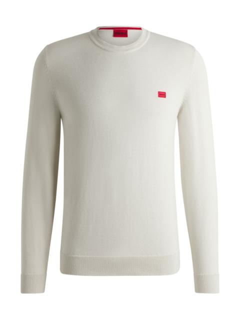 KNITTED COTTON SWEATER WITH RED LOGO LABEL