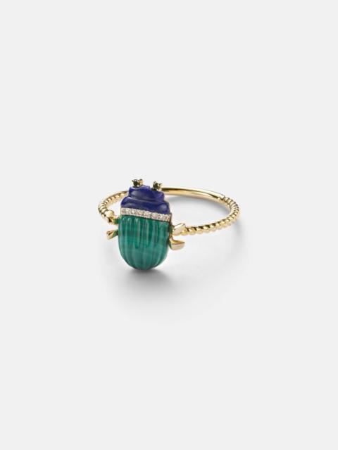 Scarabée Mini 9kt gold ring with gemstones