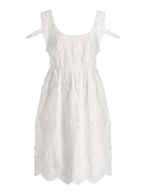 Fleur Embroidered Cotton Mini Dress white