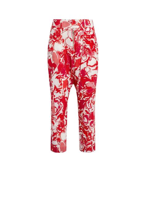 Hydrangea print cropped trousers