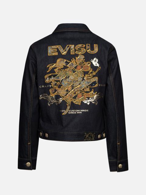 BROCADE ROSE AND LOGO EMBROIDERY REGULAR FIT DENIM JACKET