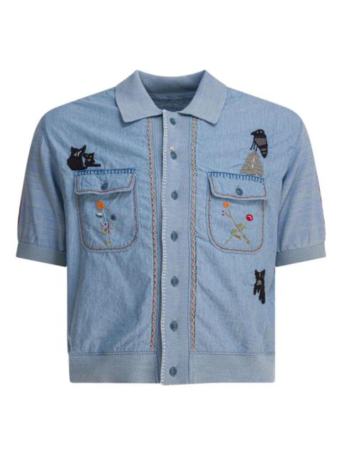 embroidered-pocket shirt