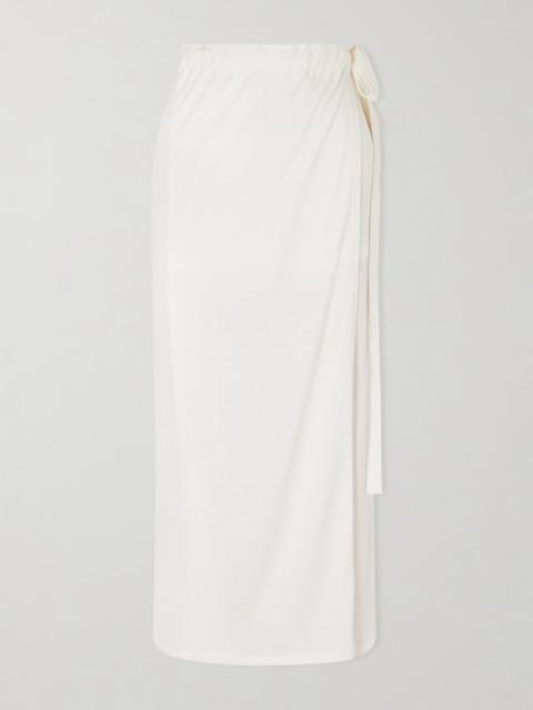 Silk And Cotton-blend Wrap Midi Skirt