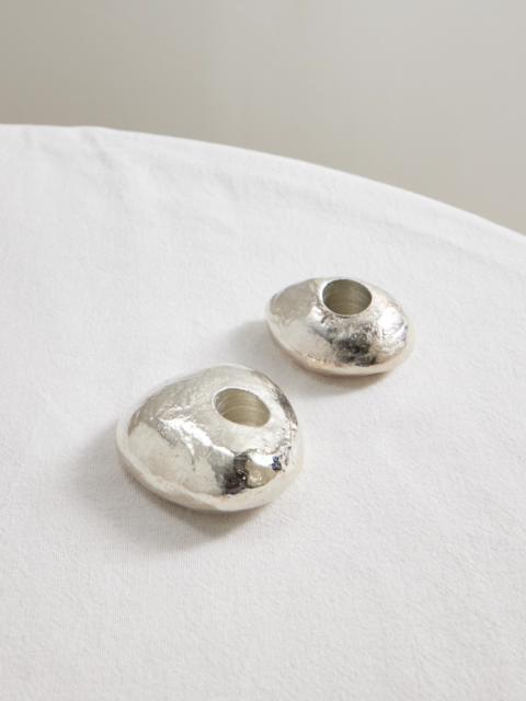 The Floating Pebble Set Of Two Silver-plated Candlesticks
