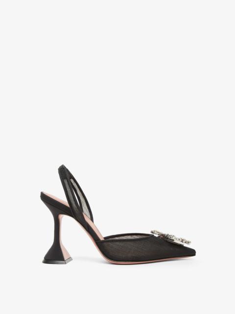Begum 95 black mesh slingback pumps