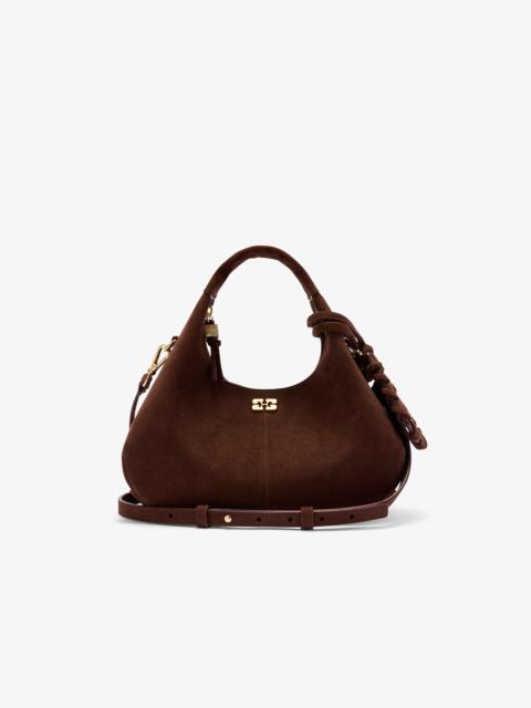 BROWN SUEDE MINI HOBO BAG
