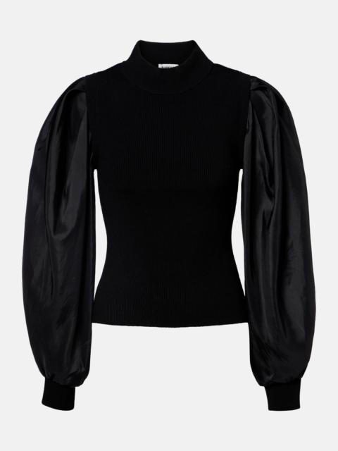 Jackie taffeta-trimmed knitted top