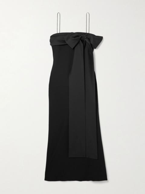 Bart bow-embellished taffeta-trimmed crepe de chine gown Black