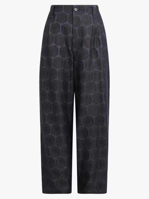 FLOWER JACQUARD TWO TUCK BANDING SLACKS | INDIGO BLUE