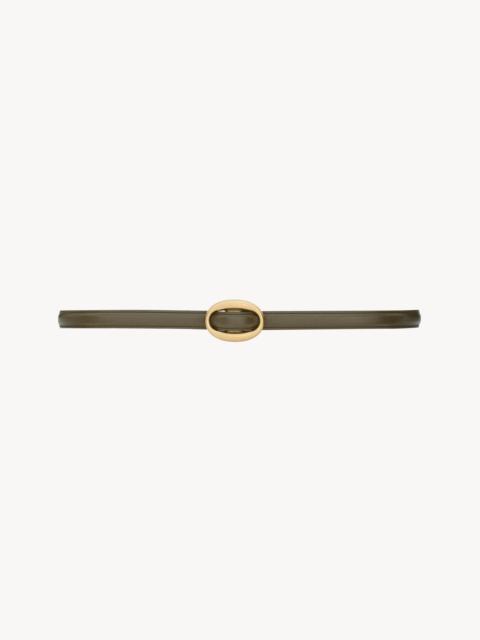 OVAL BUCKLE THIN BELT IN SMOOTH LEATHER