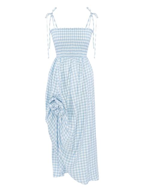 gingham-pattern midi dress