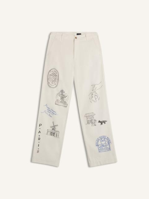 MAISON KITSUNE x KURO HANDWRITTEN POSTCARD TROUSER