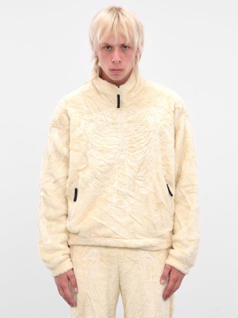 Ivory Skeletal Embroidery Fleece Sweater