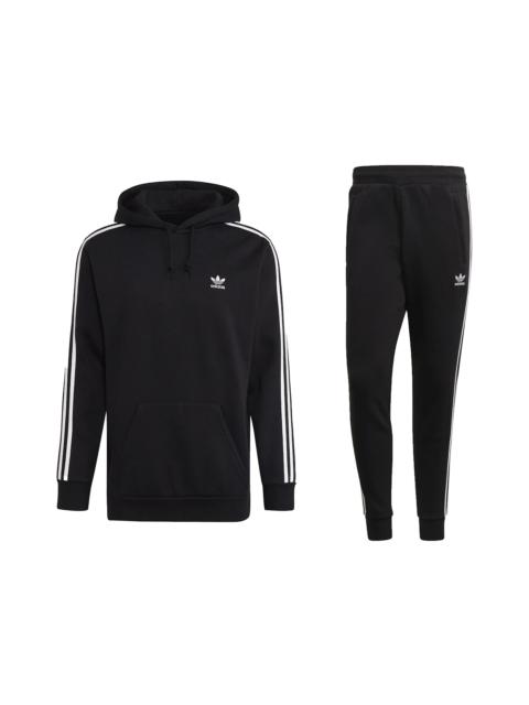 adidas Classic 3-Stripes Pullover Hoodie & Pant Set Black/White