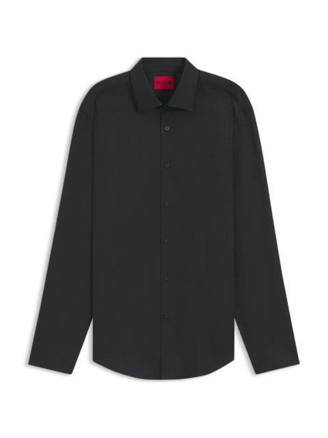 SLIM-FIT SHIRT IN COTTON WITH LOGO JACQUARD