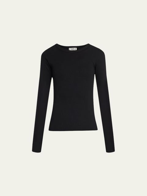 Long-Sleeve Fitted Crewneck Top
