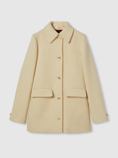 Textured wool tweed coat