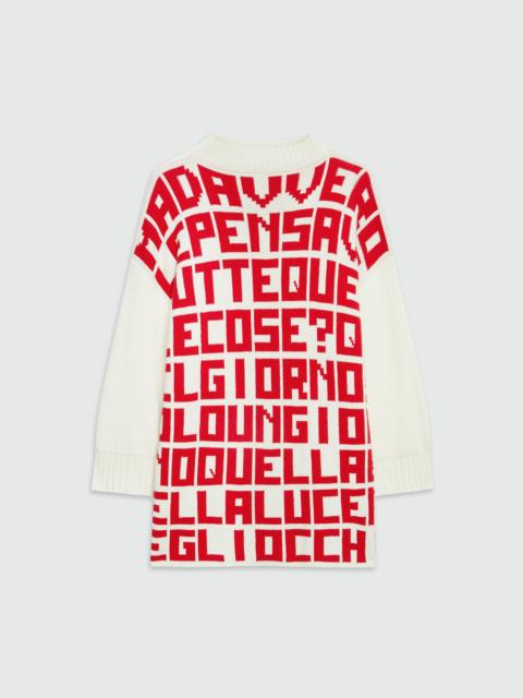 Caterina Frongia x MSGM cream jacquard sweater with red lettering