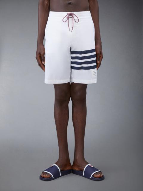 White Swim Tech 4-Bar Drawstring Waist Board Short