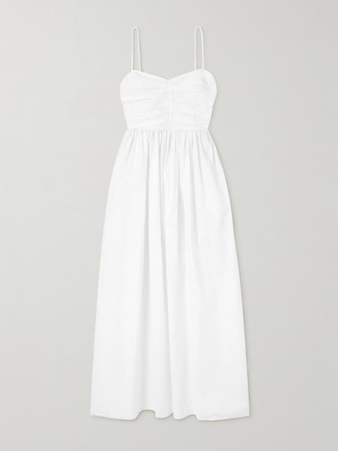 Gathered Organic Cotton-poplin Midi Dress