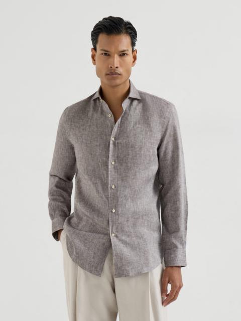 Linen easy fit shirt with spread collar