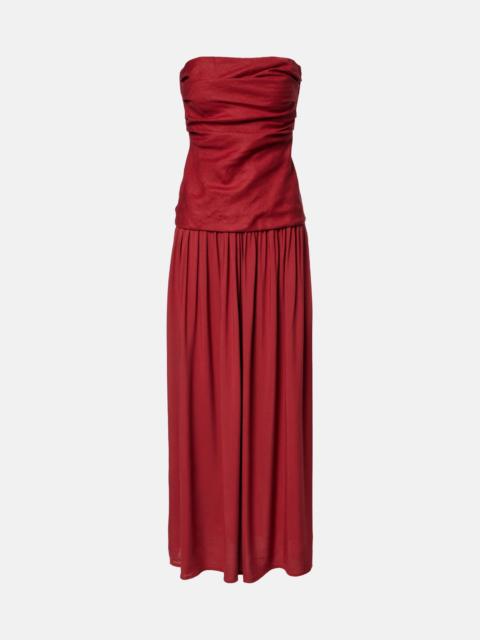 Hedy gathered linen maxi dress