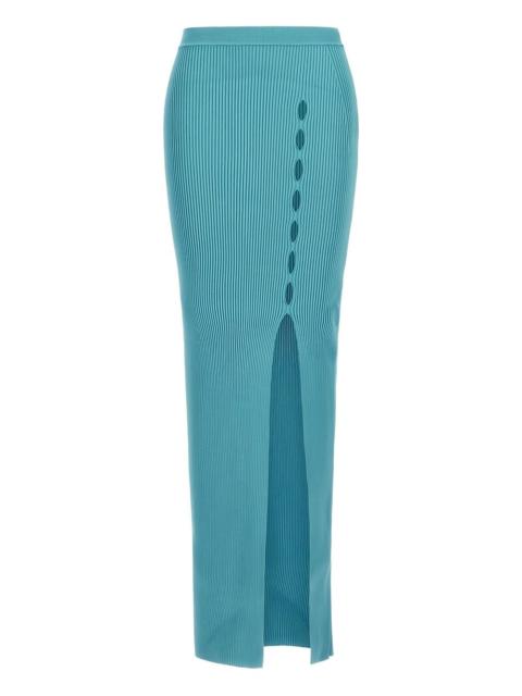 ribbed side-split long skirt