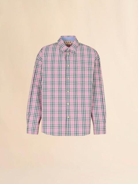 PINK COMPACT COTTON SHIRT WITH CHECKED PATTERN