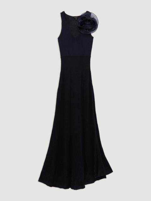 Viscose Blend Knit Corsage Detail Maxi Dress