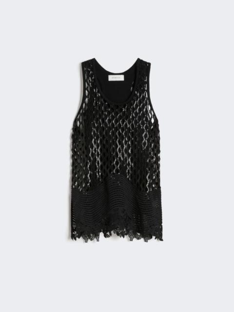 Sequinned mesh top - black