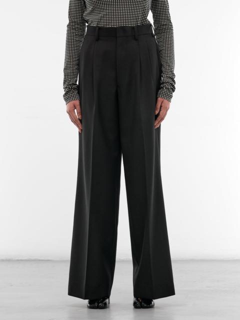 Black Pleated Wide Tailored Trousers