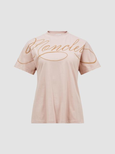 Embroidered Cursive Logo Cotton T-Shirt