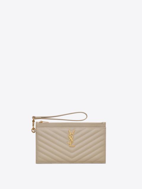 monogram large bill pouch in grain de poudre embossed leather