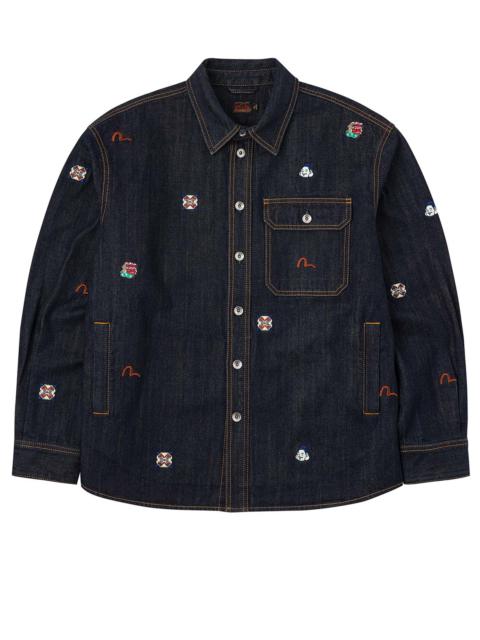 Allover Embroidery Regular Fit Denim Shirt Jacket