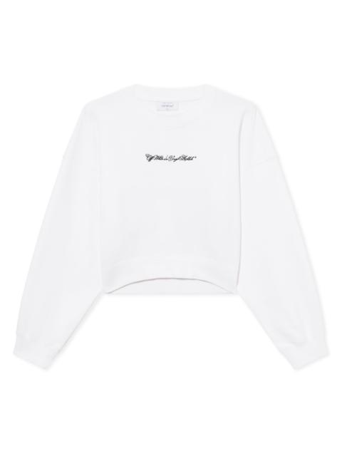 Embroidered Arrow Script Crop Crewneck