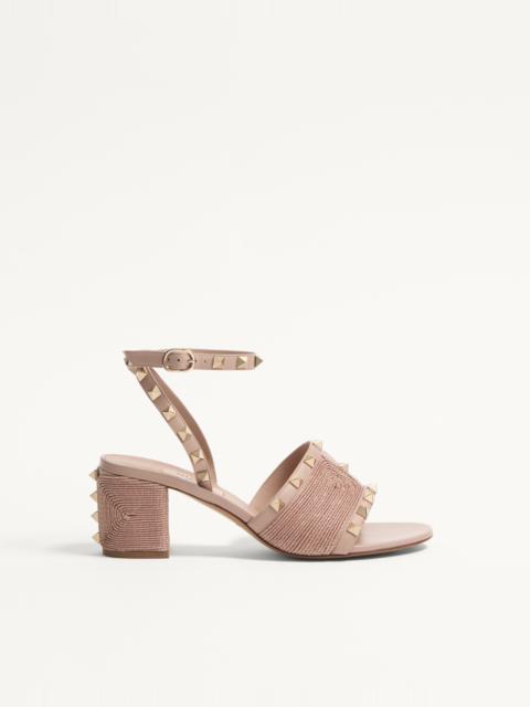 ROCKSTUD CALFSKIN SANDAL WITH CORNELY EMBROIDERY 60MM