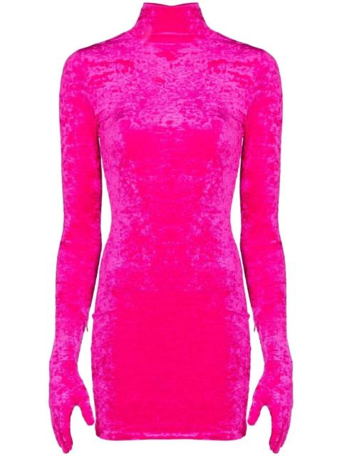 gloved velvet minidress