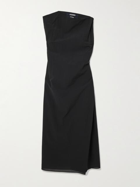 The Drapeado Draped Cotton-blend Gauze Midi Dress