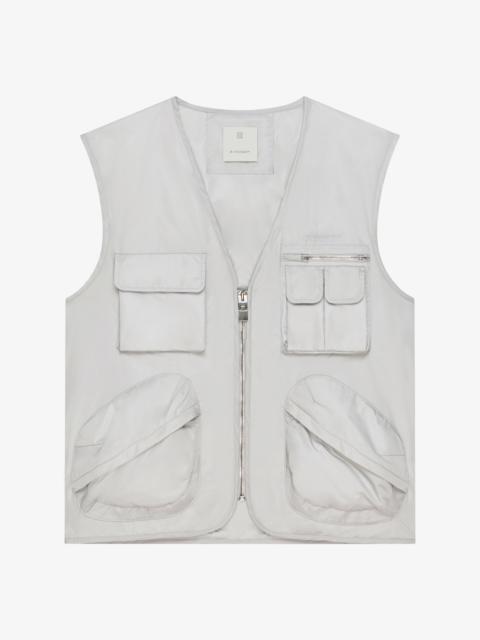 MULTIPOCKETS JACKET IN EMBROIDERED NYLON