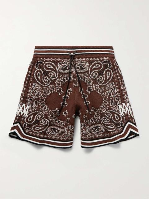 Bandana-Jacquard Cotton and Cashmere-Blend Drawstring Shorts