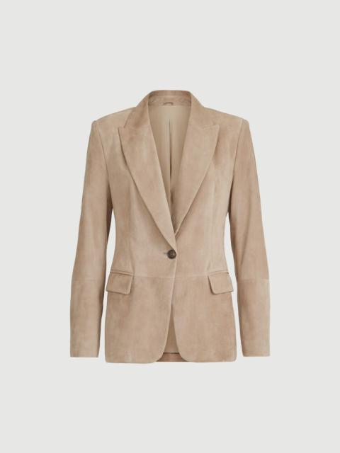 Suede blazer with monili