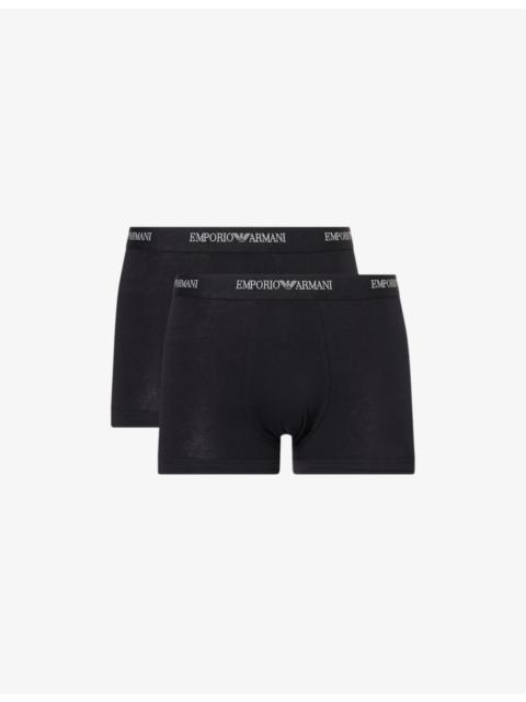 Branded-Waistband Pack Of Three Cotton-Jersey Boxer Briefs