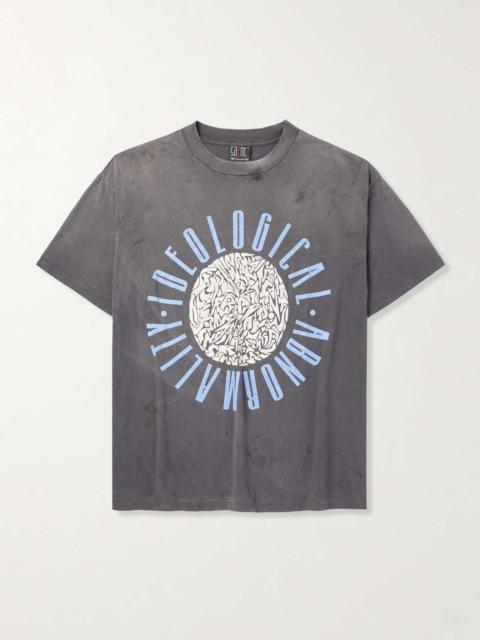 Ideological Abnormality Distressed Printed Cotton-Jersey T-Shirt