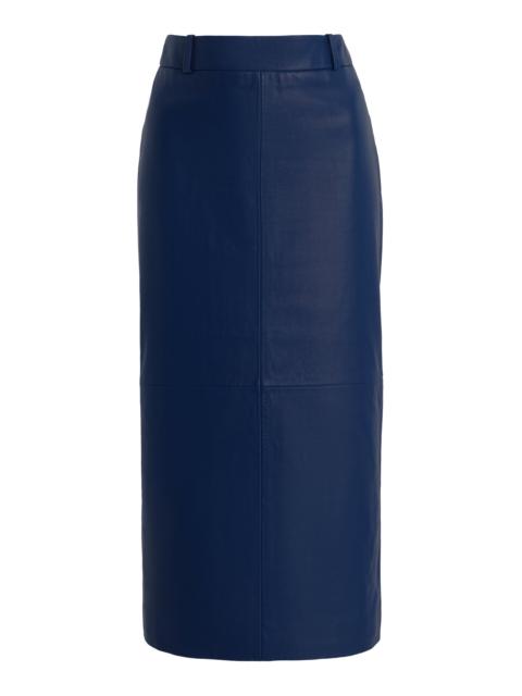 Taney Leather Midi Skirt blue