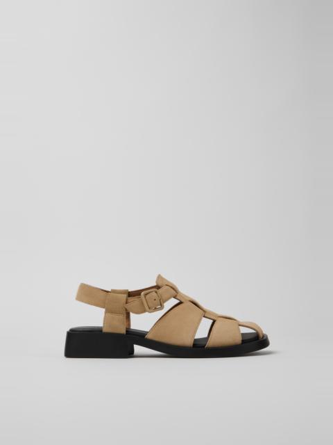 Beige Nubuck Sandals for Women.