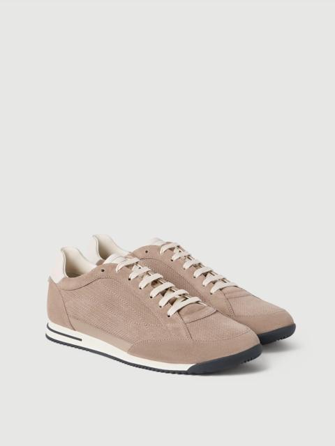 Knit-effect suede sneakers