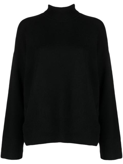 roll-neck ribbed cashmere jumper
